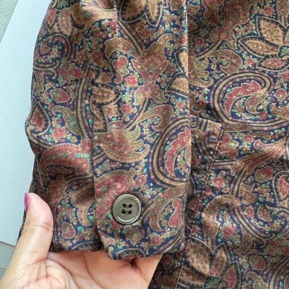 Vintage 90s Talbots Women's Brown and Burgundy Paisley Blazer Preppy Academia - Picture 5 of 8